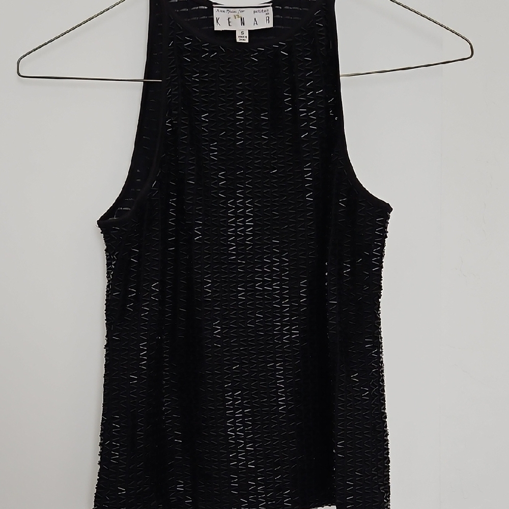 Kenar Black Sequin Sleeveless Tank Top